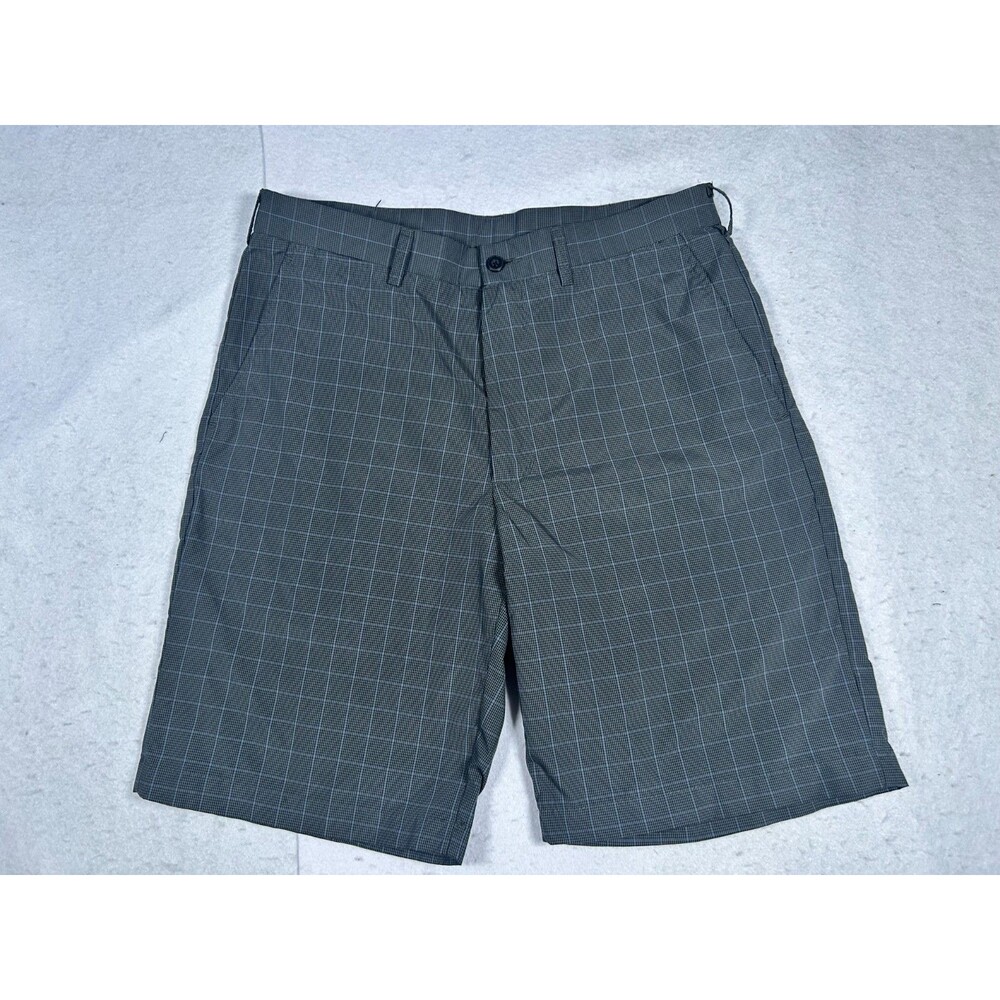 Ben Hogan Performance Mens 34 Gray Plaid Golf Shorts Lightweight Polyester